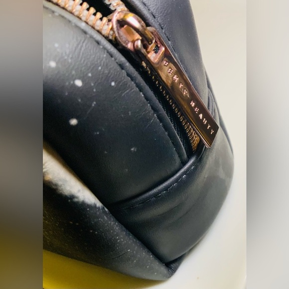 Fenty Beauty Black Splatter Logo Graphic Faux Leather Makeup Pouch Bag Travel - Picture 2 of 4